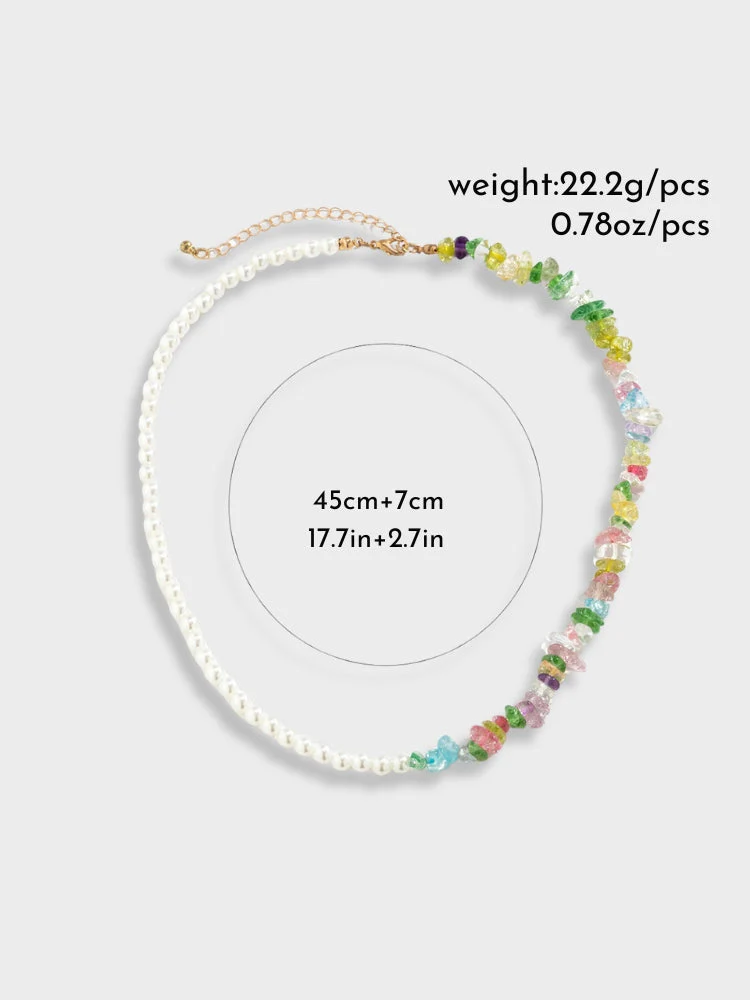 Asymmetrical Color Pearl Beach Necklace - Image 5