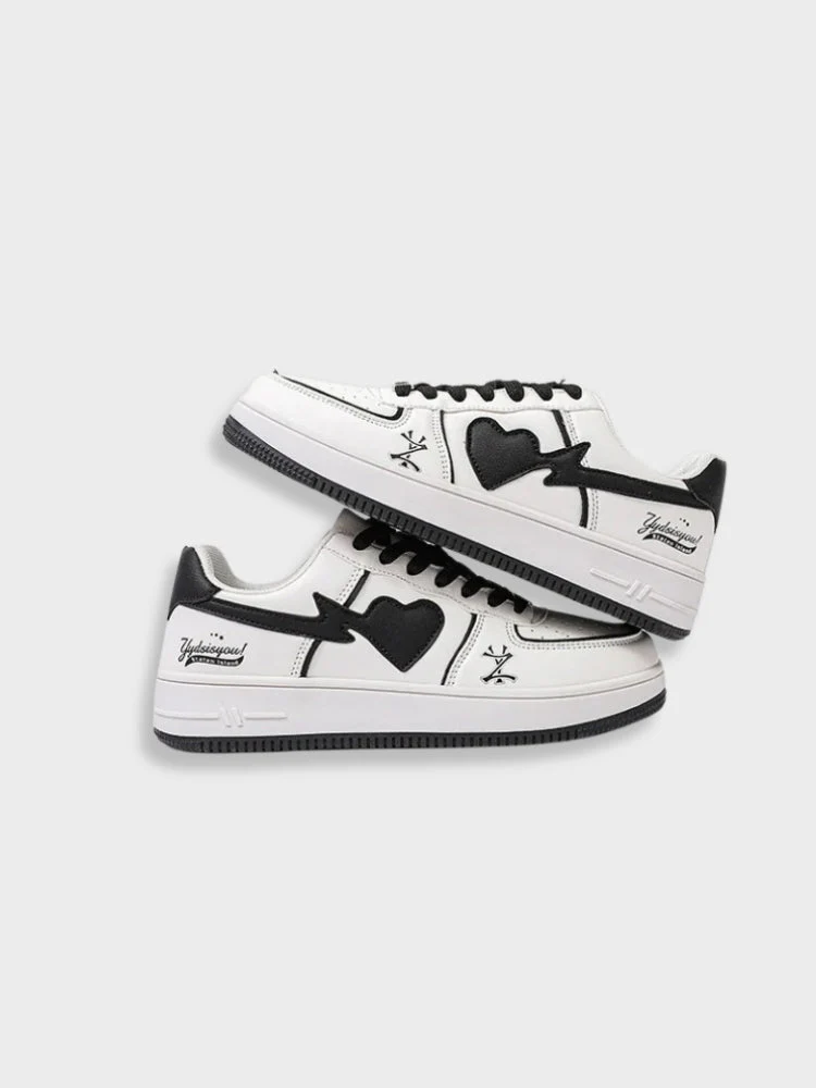 Clean White Retro Heart Sneakers - Image 6