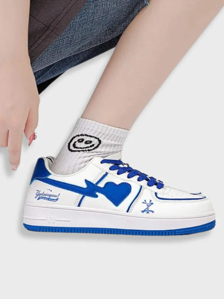 Clean White Retro Heart Sneakers - Image 8