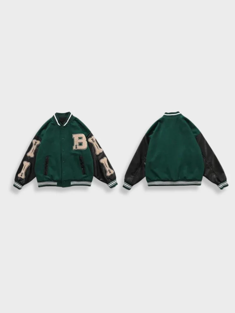 Vintage Varsity Jacket Bone Green - Image 3