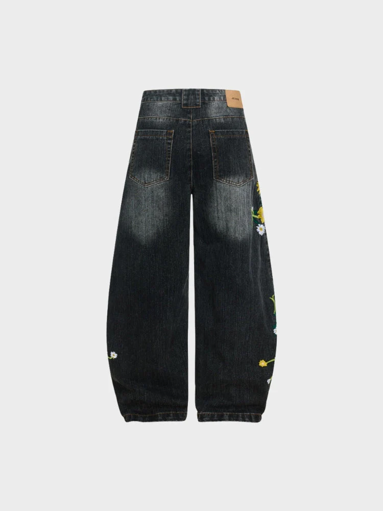 DCRB Baggy Washed Flower Denim Jeans - Image 12