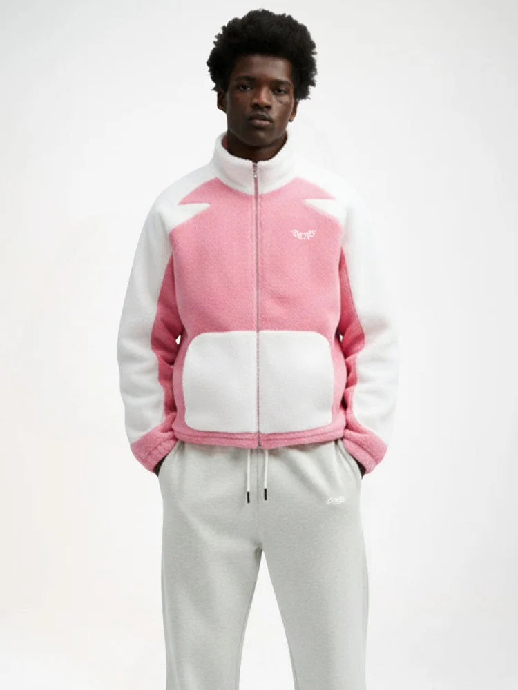 DCRB Two Tone Sherpa Fleece Jacket Pink - Image 2