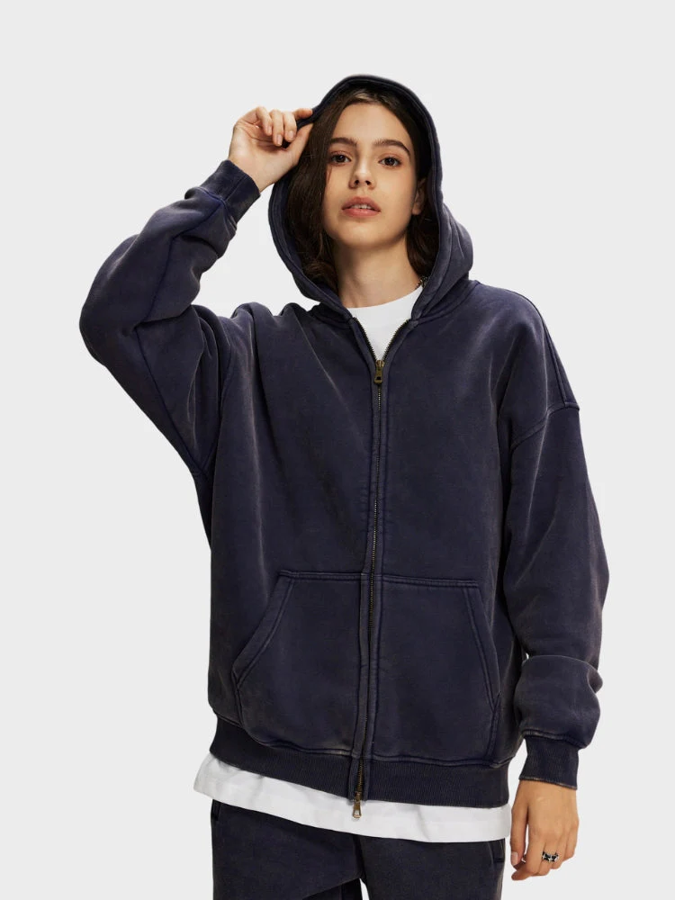 Decarba Washed Hoodie with Zipper - Image 35