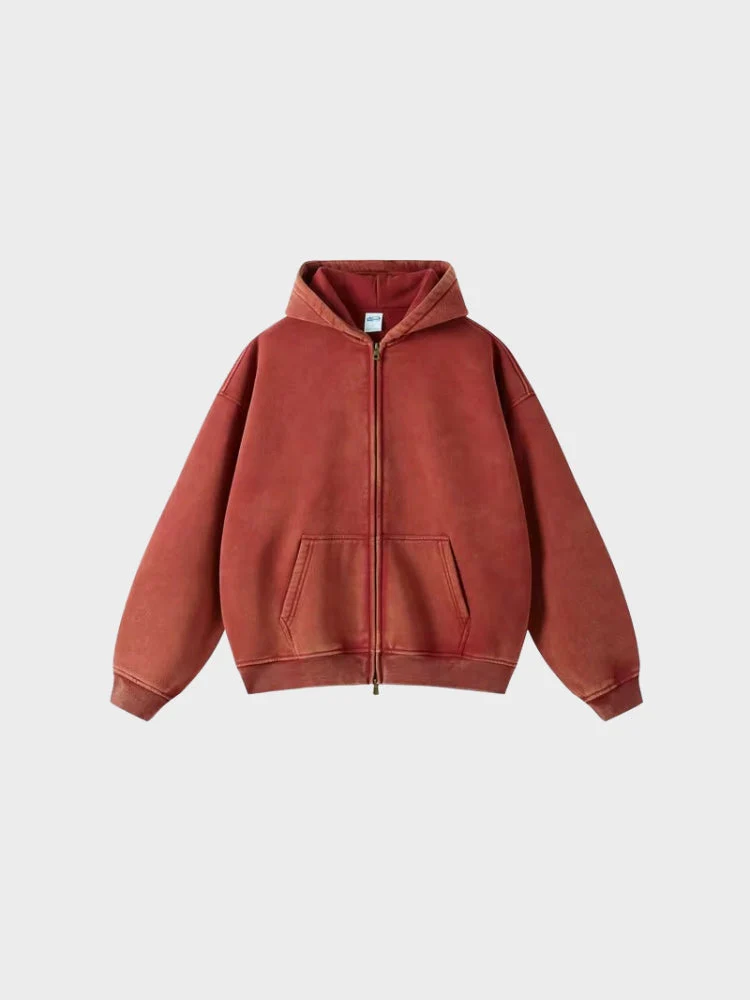 Decarba Washed Hoodie with Zipper - Image 5