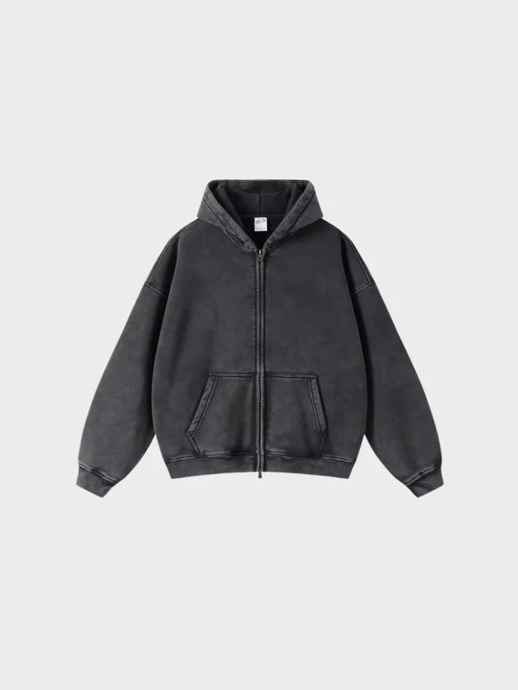 Decarba Washed Hoodie with Zipper - Image 6