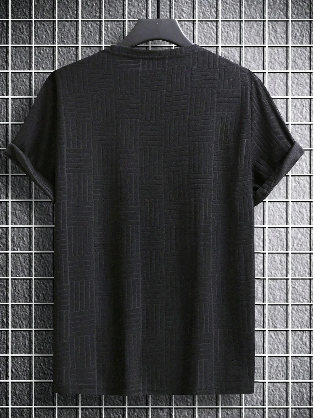 Mens Jacquard Towel Cloth Short Sleeves T-shirt - Image 13