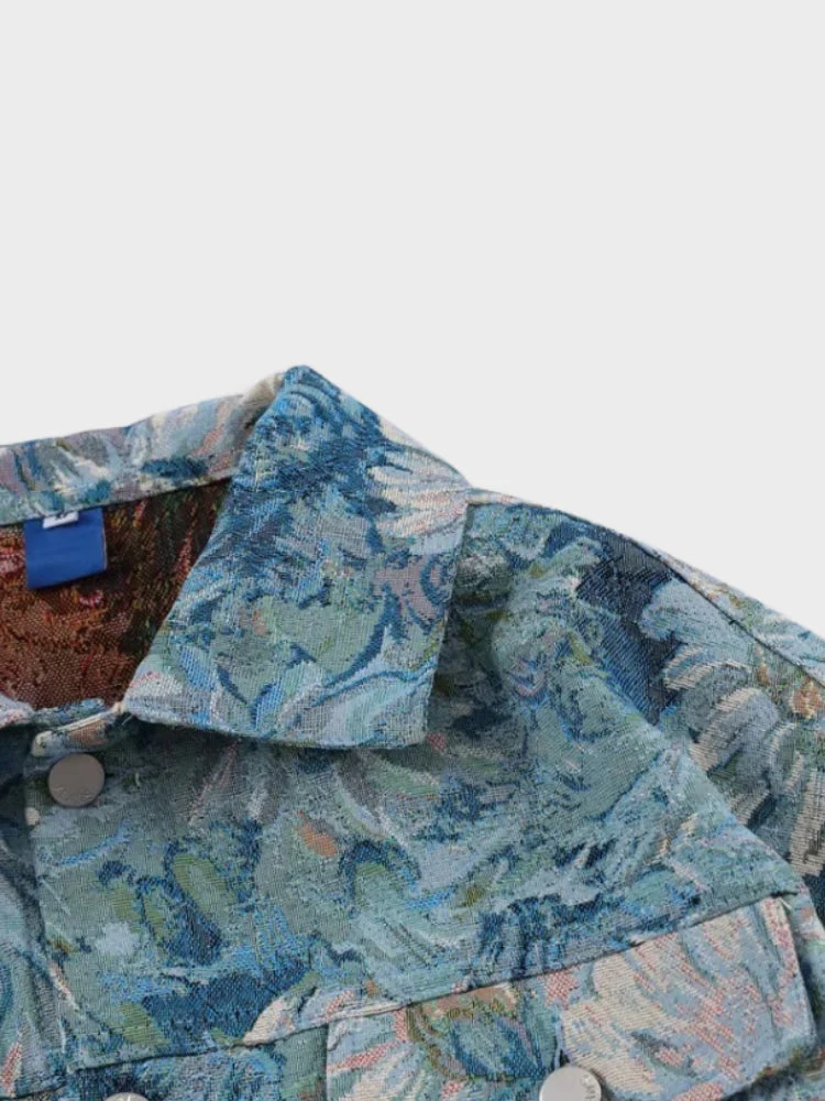 Oil Painted Flower Denim Jacket - Image 8