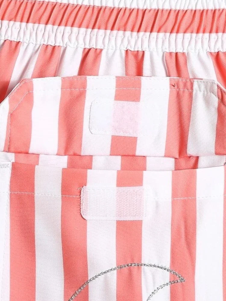 Old Money Striped Red Swimshorts - Image 5