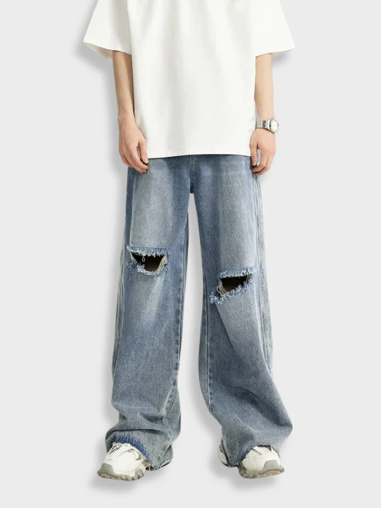 Oversized Ripped Denim Jeans - Image 2