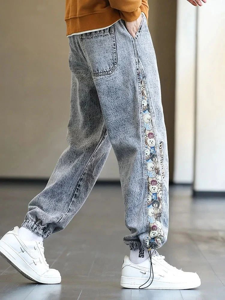 Patchwork Design Straight Jeans - Image 3