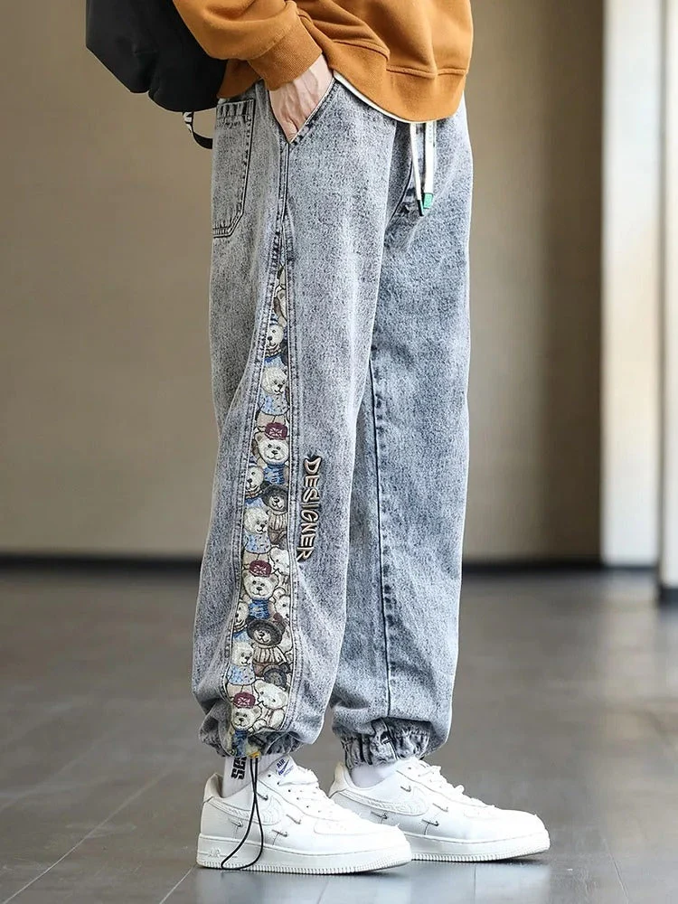Patchwork Design Straight Jeans - Image 6