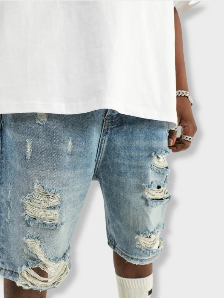 Ripped Denim Shorts - Image 4
