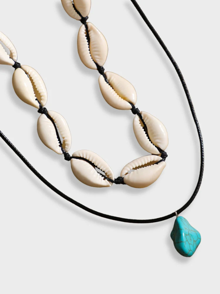 Sea Shell Beach Choker with Stone Pendant - Image 6