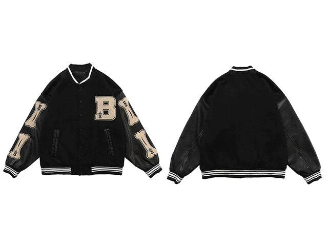 Vintage Varsity Jacket Bone Black - Image 3