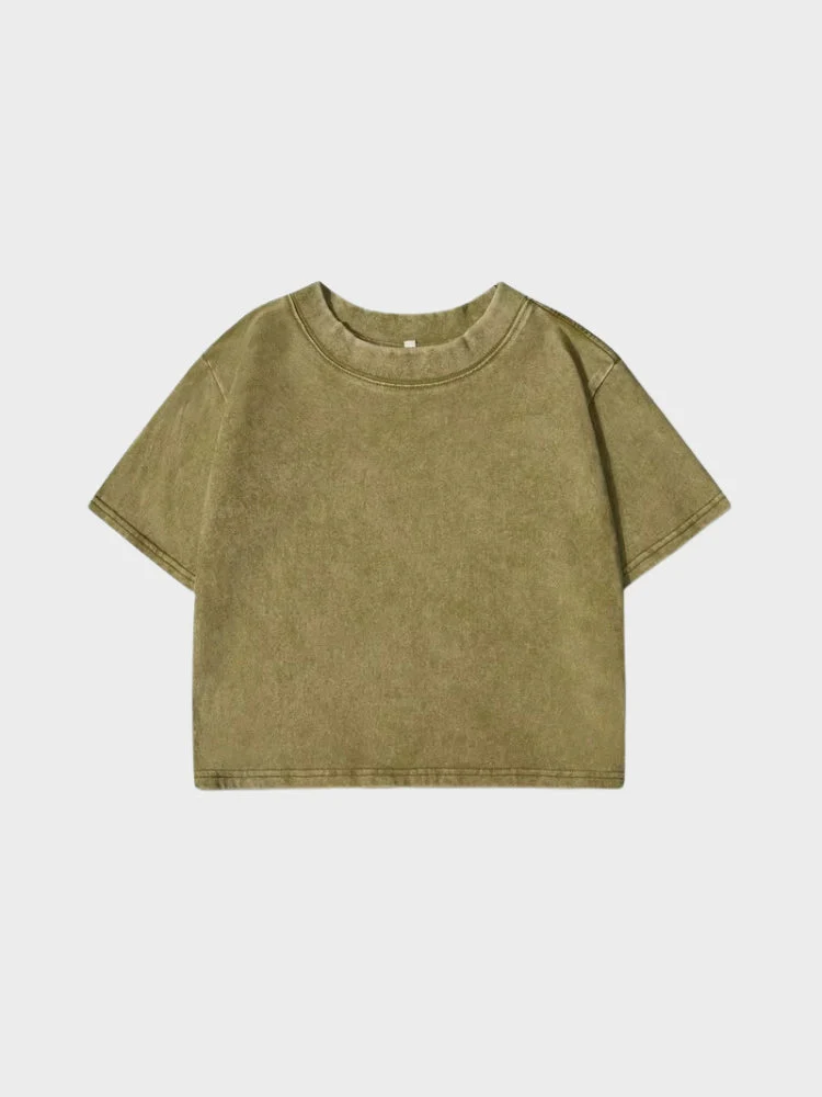 Women Cropped Washed T-Shirt - Image 5